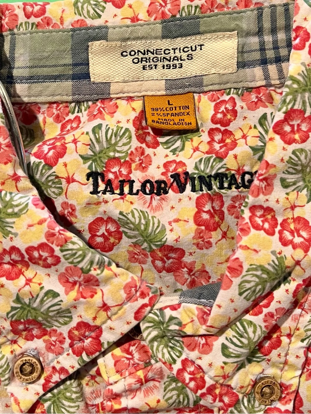 Tailor Vintage Pink & Green Floral Short-Sleeve Button-Down - Picture 3 of 3